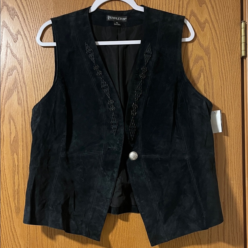 Pendleton Beaded Suede Vest